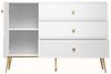 Wohnzimmer-Set Goldin 4tlg Wohwand Couchtisch weiß goldfarben / Front Hochglanz Bild 3