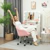 HOMCOM Bürostuhl höhenverstellbarer, mit Wippfunktion, Teddysamtoptik (ergonomisch Homeoffice Stuhl, 1 St), für Schlafzimmer, Arbeitszimmer, Rosa Bild 2