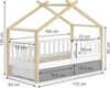 VitaliSpa Kinderbett Hausbett Einzelbett Design Weiß Grau Natur modern 80x160 cm Kinderzimmer Bett Massivholz Lattenrost Schublade Rausfallschutz Schubladenbett Matratze Bild 3