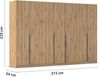 Rauch Möbel Alabama, Kleiderschrank für Schlafzimmer, Kinderzimmer, Wohnzimmer, Garderobe, Flur, 7-türig, mit Zubehör Classic, Farbe Eiche Artisan, Holz, Breite 315 cm Bild 3