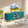 VEVOR TV-Ständer für Fernseher bis zu 75 Zoll, TV Tisch mit Glastüren, TV-Schrank mit goldenen Beinen & verstellbaren Regalen, Konsolentisch Fernsehschrank für Wohnzimmer Schlafzimmer, Grün Bild 2