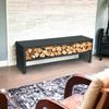DanDiBo Kaminholzregal Innen mit Sitzbank Metall Schwarz Kaminholzständer mit Bank 96497 Brennholzregal 150 cm Kaminholzhalter Bild 3