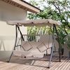 Outsunny Hollywoodschaukel mit Liegefunktion, verstellbar Sonnendach, Kissen, 3-Sitzer, Liegefunktion, 3-Sitzer Gartenschaukel, 1 tlg, 2 in 1 Schaukelbank, belast bis 340kg, für Garten Terrasse 200x 125 x 170 cm Beige Bild 2