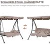 Outsunny Hollywoodschaukel mit Liegefunktion, verstellbar Sonnendach, Kissen, 3-Sitzer, Liegefunktion, 3-Sitzer Gartenschaukel, 1 tlg, 2 in 1 Schaukelbank, belast bis 340kg, für Garten Terrasse 200x 125 x 170 cm Beige Bild 5