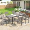 Outsunny Garten-Essgruppe Ausziehbar Tisch mit 6 Stühlen, Holzoptik, Lamellendesign, Aluminium, (Sitzgruppe, 7-tlg, Gartenmöbel Set), für Garten Balkon Terrasse Grau Bild 2
