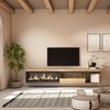 Skraut Home | TV-Schrank, Lowboard | für Wohnzimmer und Esszimmer | 237 x 45 x 35 cm | Für großformatiges TV | Elektrokamin XXL | Hängend | Moderner Stil | Eiche Bild 4