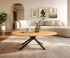 Couchtisch Edge Oval 140x75 cm Eiche Natur Runde Kante Sarity Metall Schwarz Bild 4