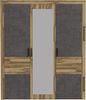 FORTE RICCIANO Schrank 180 190, Kleiderschrank Schlafzimmer Drehtürenschrank Industrial, 3-türig, Betonoptik Dunkelgrau/Holzdekor:Stabeiche, 181 cm breit x 212 cm hoch x 54 cm tief Bild 3