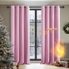 Deconovo Gardinen Ösenvorhang Vorhänge Kälteschutz Schlafzimmer Wohnzimmer Winter, 175x140 cm(HöhexBreite), Rosa, 2er Set Bild 2