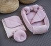 Loolay Bettnestchen Punkte ROSA/ MINKY Altrosa Polar Fleece Babynest Babyausstattung, (Nestchen SOLO/ o. in PREMIUM Geschenk SETS für Mädchen, 5-tlg, Neugeborene Nestchen, Babynestchen, Reisebett Unterlage), LOOLAY® - 100% Europäische Stoffe und Kleins... Bild 3