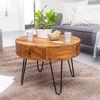 Kadima Design Couchtisch aus Sheesham-Massivholz mit Schubladen und schwarzen Metallbeinen, Handgefertigt. 60x60x44 cm Bild 2