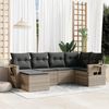 vidaXL 6-tlg. Garten-Sofagarnitur mit Kissen Hellgrau Poly Rattan 3252799 Bild 2