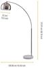 Teamson Home Bogenlampe Gebogene Stehlampe aus Metall mit Marmorimitat-Sockel grau Bild 4