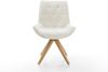 Drehstuhl Taimi-Flex Bouclé Soft Beige Holzgestell kantig Natur 180° drehbar Bild 4
