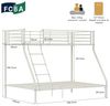 MEUBLE COSY Etagenbett Kinderbett für 3 Personen, Jugendbett Bettgestell 90x190 und 140x190 cm, Metall, Hochbett für Kinder, Schlafzimmer, Haus, Weiß Bild 3