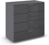 rauch Aditio Box, Kommode, 2 Schubladen, mit Glasfront, mit Softclose-Funktion, Farbe Grau metallic, BxHxT 80x81x42cm
