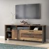 Forte Clif Highboardvitrine mit 3 Türen unf 2 Glastüren, Holzwerkstoff & Clif TV-Unterschrank mit 1 Tür und 2 Schubladen, Holzwerkstoff, Old – Wood Vintage/Betonoptik Dunkelgrau, 161 x 63,9 x 41,6 cm Bild 2
