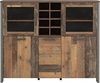 Forte Clif Highboardvitrine mit 3 Türen unf 2 Glastüren, Holzwerkstoff & Clif TV-Unterschrank mit 1 Tür und 2 Schubladen, Holzwerkstoff, Old – Wood Vintage/Betonoptik Dunkelgrau, 161 x 63,9 x 41,6 cm Bild 3
