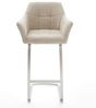 Barstuhl Yulo-Flex Webstoff Soft Beige Freischwinger Flach Edelstahl Silberfarben Bild 3