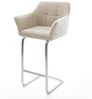 Barstuhl Yulo-Flex Webstoff Soft Beige Freischwinger Flach Edelstahl Silberfarben Bild 2