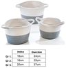 Kobolo Aufbewahrungskorb Baumwollkorb rund grau weiß mit Griffen 3er Set Bild 5