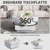 SeedWave Couchtisch Sofatisch, 360° Drehbare Ober-Tischplatte, 2 Grifflosen Schubladen, Erhöhte Seitenböden rund um Arbeitsplatte, Ohne Füße zum Stabilität Bild 3