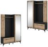 Lomadox Garderoben-Set DALE-160, (Spar-Set, 2-St), Flurmöbel Flurschrank Garderobenbank schwarz mit Eiche 134x197x39 cm Bild 4