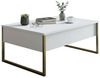 Dmora - Wohnzimmertisch Canis, Niedriger Wohnzimmertisch, Kaffeeregal, Couchtisch für Sofa, 90x60h40 cm, Weiß und Gold Bild 3