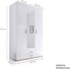 Möbel-Eins KAROLIN Kleiderschrank 3trg mit Spiegel, Material Dekorspanplatte, weiss Bild 3