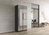 Rauch Möbel Alabama, Kleiderschrank, Garderobe, 2-türig, Spiegel, Zubehör Premium, 1 Kleiderstange, 3 Einlegeböden, Schubladeneinsatz, Farbe Grau metallic, Schwarz, Griff Grau metallic, 91 x 229 x 54 cm Bild 2