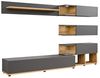 Lomadox Wohnwand SAPRI-164, (6-St, Wandboard Lowboard Unterschrank Hängeelemente), Wohnmöbel Schrankwand, anthrazit mit Eiche, inkl. LED-Beleuchtung Bild 5