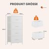 Sweetcrispy Kommode mit 4 Schubladen, Stoff Schubladenschrank, Schmal Schrank, Kommode Schlafzimmer, Industrial Stil für Wohnzimmer, Kinderzimmer, Flur Aufbewahrungsschrank, weiß Bild 2
