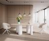 Esstisch Edge Oval 220x120 Keramik Laminam®Travertino Bianco Creme-Weiß ?Pilier Metall Weiß Bild 3