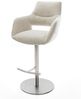 Barstuhl Yago-Flex Webstoff Soft Beige Drehfuß höhenverstellbar Edelstahl Silberfarben Taschenfederkern Bild 2