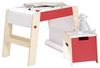 roba Maltisch & Hocker Set - inkl. Stuhl & Papierrolle - Holz - Natur / Rot Bild 2