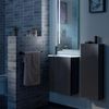 FACKELMANN SBC LUNA Gäste WC Waschtisch Set mit Spiegel 45 cm breit, Anthrazit, Waschbecken Glas Weiß, Türanschlag links + Midischrank slim + Waschbeckenbeleuchtung Bild 5