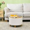 HOMCOM Sitzbank Ottomane mit Stauraum, Klappdeckel (Hocker, 1-St, Polsterhocker), für Wohnzimmer, Schlafzimmer, Weiß, Ø56 x 42 cm Bild 2
