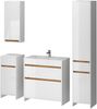 Badmöbel-Set Detmold Weiß Hochglanz/Goldkraft Eiche 5er-Set Vicco Bild 1