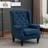 HOMCOM Sessel mit Tufting, hoher Rückenlehne (Loungesessel, 1-St, Ohrensessel), für Schlafzimmer, Wohnzimmer, bis 160 kg, Blau Bild 2