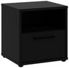 Forte Pittsfield Nachtkommode 50, Nachttisch mit 1 offenem Fach und 1 Schublade, Holzwerkstoff, Schwarz, 49,8 cm breit, 49,6 cm hoch, 42 cm tief Bild 4