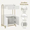 M MCombo Servierwagen mit Rollen & Schublade, Rollwagen Friseurwagen Weiß-Gold, Salon Trolley mit 2 Ablagen und Schrank, 0086 Bild 4