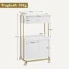 M MCombo Servierwagen mit Rollen & Schublade, Rollwagen Friseurwagen Weiß-Gold, Salon Trolley mit 2 Ablagen und Schrank, 0086 Bild 3