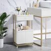 M MCombo Servierwagen mit Rollen & Schublade, Rollwagen Friseurwagen Weiß-Gold, Salon Trolley mit 2 Ablagen und Schrank, 0086 Bild 2