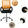BAKAJI Bürostuhl Ergonomisch aus atmungsaktivem Netzgewebe, Basis mit 5 Rassen aus Stahl, drehbar um 360 Grad, höhenverstellbar, zur Dekoration des Hauses oder Schlafzimmers (Orange) Bild 5