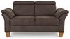 Cavadore 2-Sitzer-Sofa Ammerland / 2er-Couch im Landhausstil mit Federkern + verstellbaren Kopfstützen / 156 x 84 x 93 / Wildlederoptik, Braun Bild 5