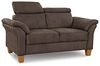 Cavadore 2-Sitzer-Sofa Ammerland / 2er-Couch im Landhausstil mit Federkern + verstellbaren Kopfstützen / 156 x 84 x 93 / Wildlederoptik, Braun Bild 4