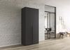 Rauch Möbel Alabama, Kleiderschrank, Garderobe, 2-türig, Zubehör Premium, 1 Kleiderstange, 2 Einlegeböden, Schubladeneinsatz, Farbe Grau metallic, Schwarz, Griff Grau metallic, 91 x 210 x 54 cm Bild 2