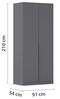 Rauch Möbel Alabama, Kleiderschrank, Garderobe, 2-türig, Zubehör Premium, 1 Kleiderstange, 2 Einlegeböden, Schubladeneinsatz, Farbe Grau metallic, Schwarz, Griff Grau metallic, 91 x 210 x 54 cm Bild 3