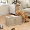 PawHut Futternapf mit 2 Edelstahl-Näpfen, Schrank für Utensilien, Edelstahl, für große Hunde Eiche Bild 2