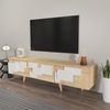 Hanah Home Stylish TV Stand, Oak & White, 160 x 45 x 35 cm | 100% Melamine Coated Particle Board, 18 mm Thick | Modern Design for Living Room & Entertainment Spaces Bild 2